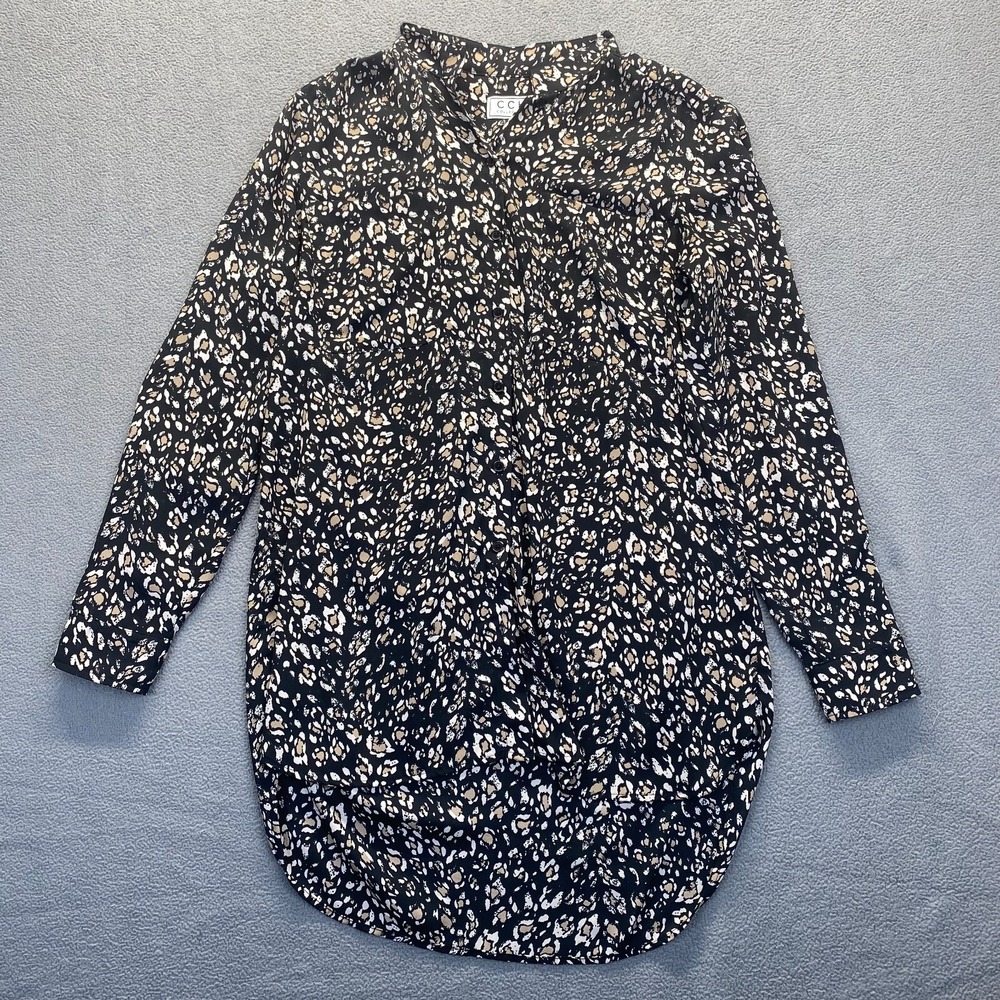 CCH Collection Womens'Top Long Sleeve Black  Blouse Size M,Buttons Front,Pocket‎